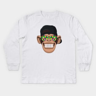 funny monkey with sunglasses Kids Long Sleeve T-Shirt